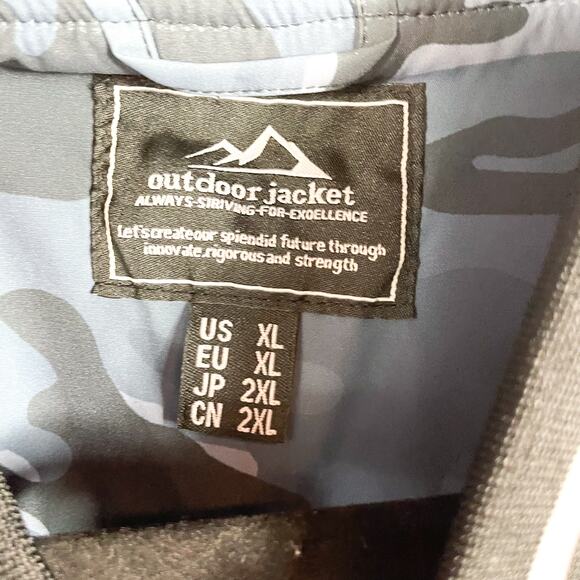 Magcomsen Bomber Jacket Blue Camo Windbreaker Striped Trim Full Zip Sz XL Men's - Picture 5 of 8